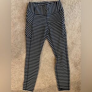 Athleta Striped Leggings - Small - dark blue